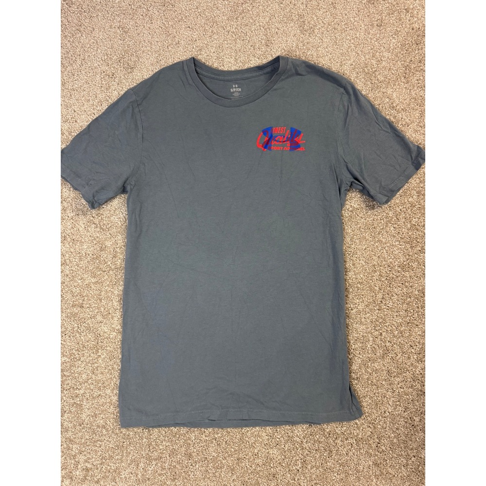 Under Armour Mens Graphic Tee Shirt Gray Blue Red Sport Apparel Small Loose Fit